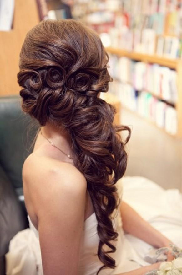 Wedding Hairstyles To The Side For Long Hair
 Gorgeous Long Wedding Hairstyle ♥ Wavy Long And Side Swept