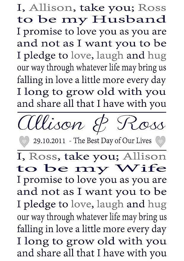 Wedding I Do Vows
 Personalised Wedding Vows Print By Lisa Marie Designs