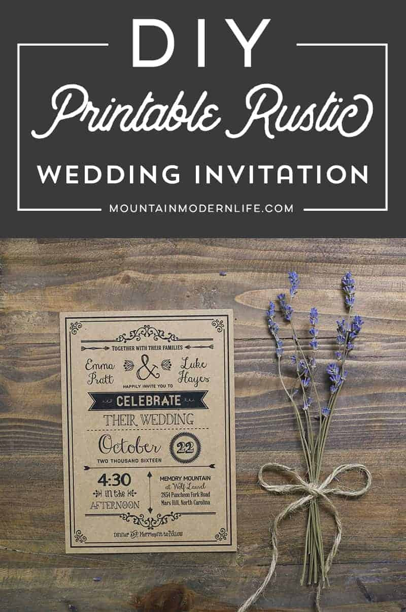 Wedding Invitation DIY Templates
 Vintage Rustic DIY Wedding Invitation Template