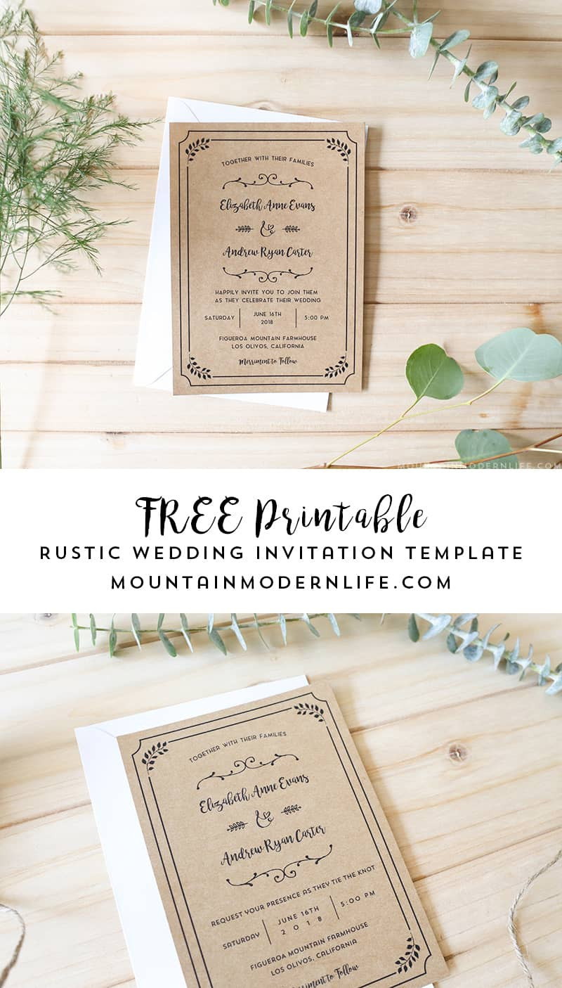 Wedding Invitation DIY Templates
 FREE Printable Wedding Invitation Template