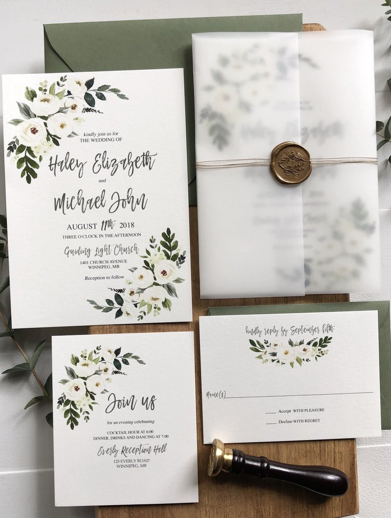 Wedding Invitations Pictures
 Greenery Rustic Floral Wedding Invitation Wrapped with