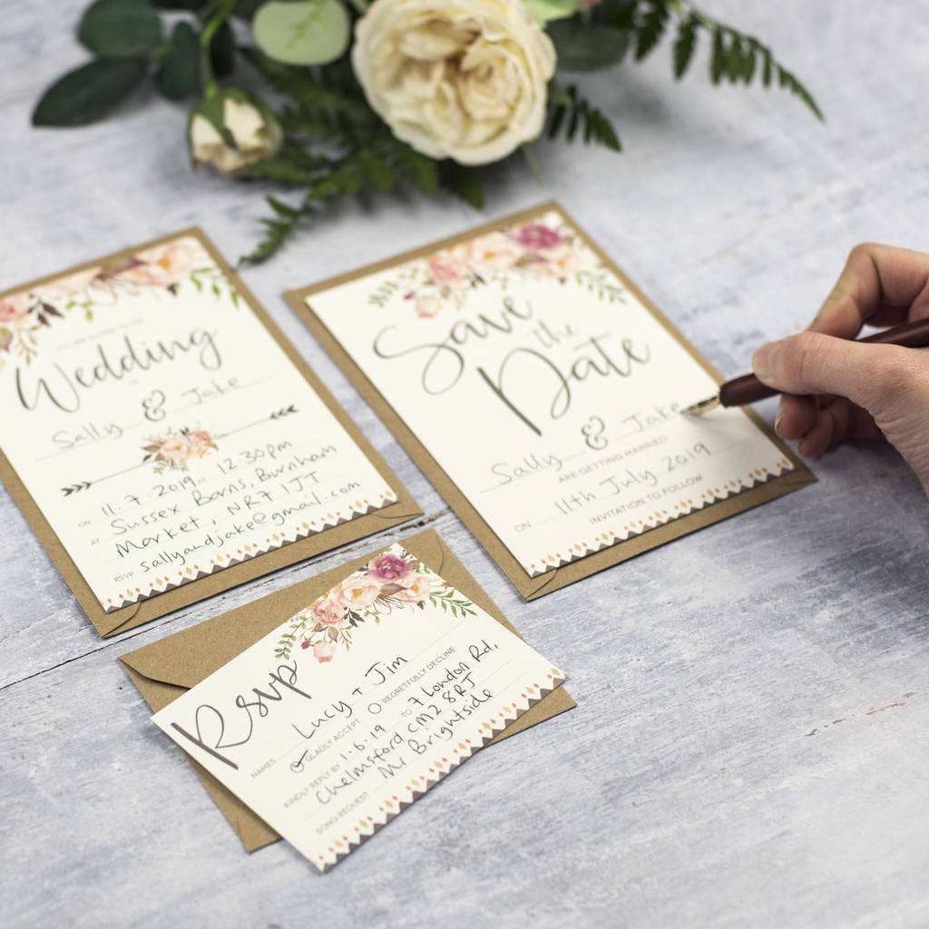 Wedding Invites DIY
 boho floral diy wedding invitation set by russet and gray