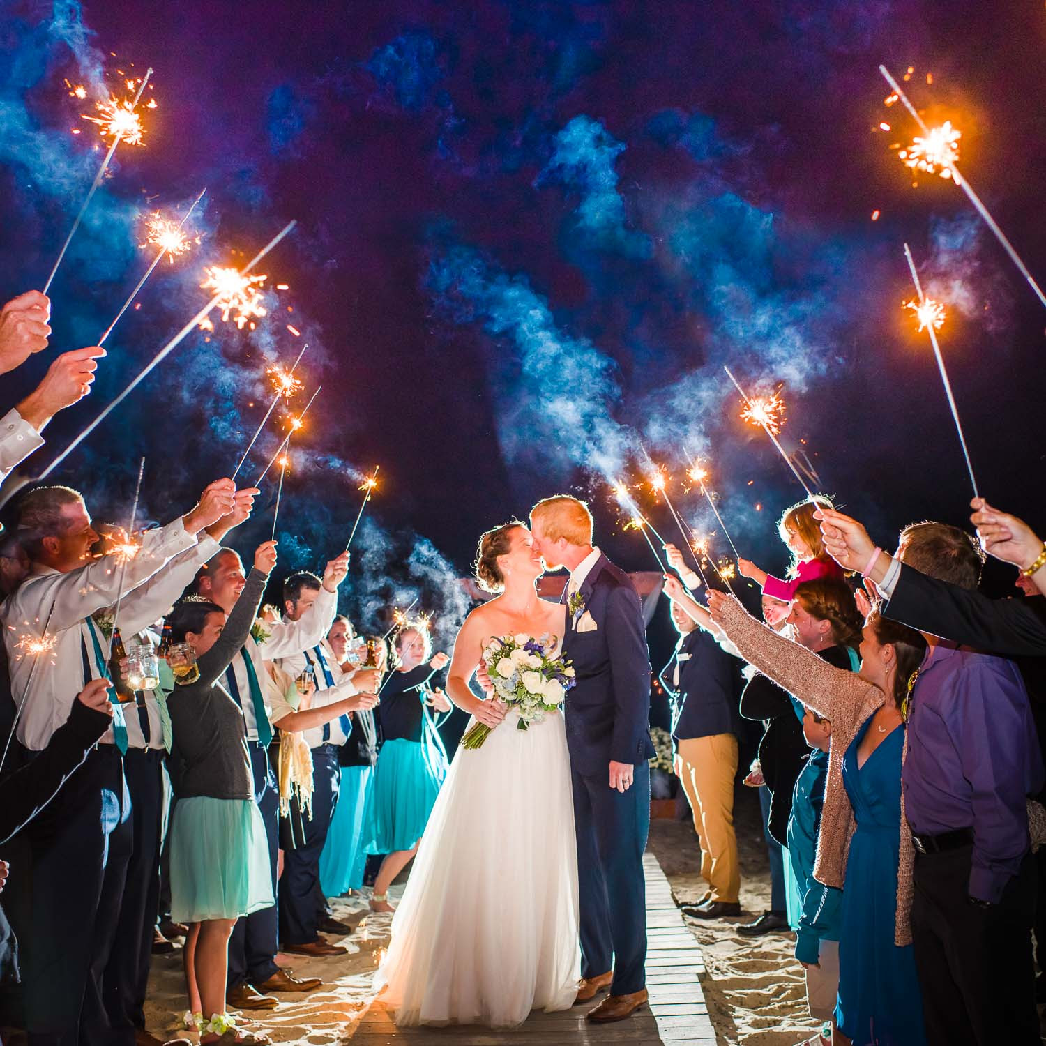 Wedding Pictures With Sparklers
 Massachusetts Seaside wedding
