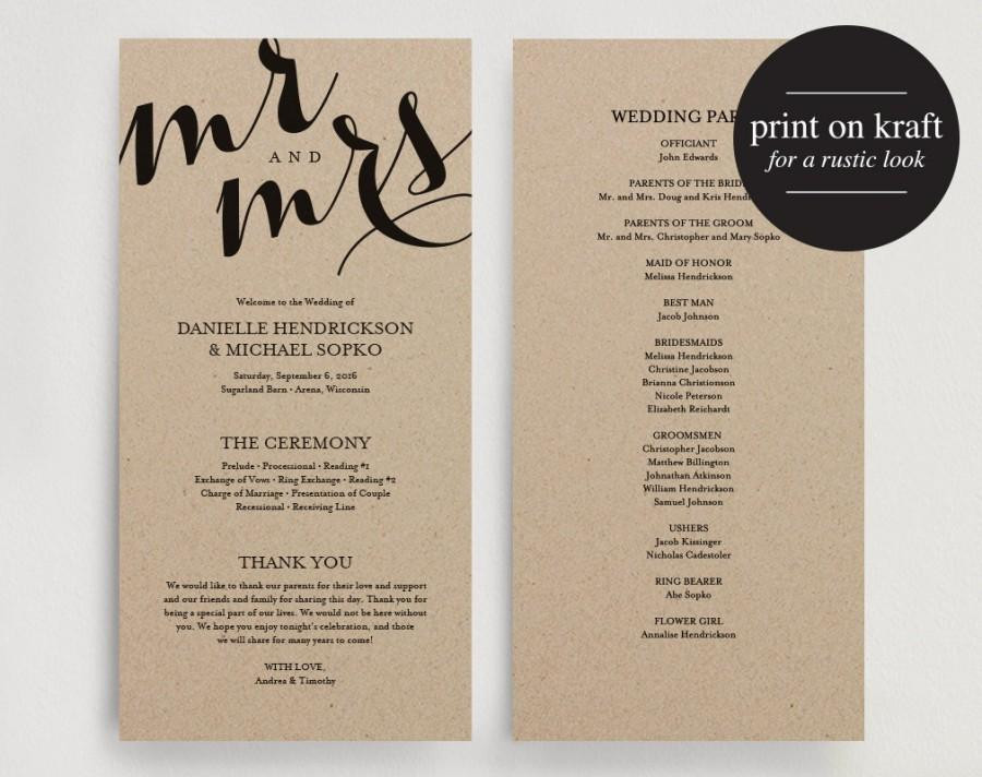 Wedding Program DIY Template
 Wedding Program Printable Template Printable Program