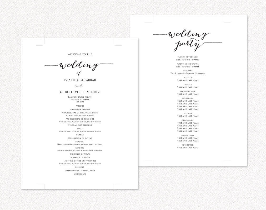 Wedding Program DIY Template
 Wedding Programs · Wedding Templates and Printables