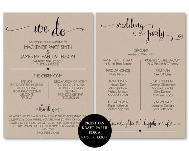 Wedding Program DIY Template
 Wedding Program Template Wedding Program Printable We Do