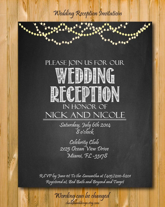 Wedding Reception Invitation Wording
 Items similar to Printable wedding reception invitation