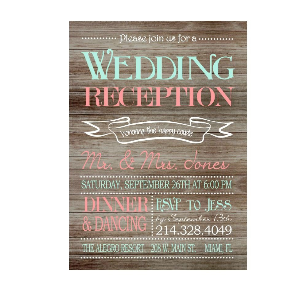 Wedding Reception Invitation Wording
 Rustic Wedding Reception ly Invitation on Wooden Background