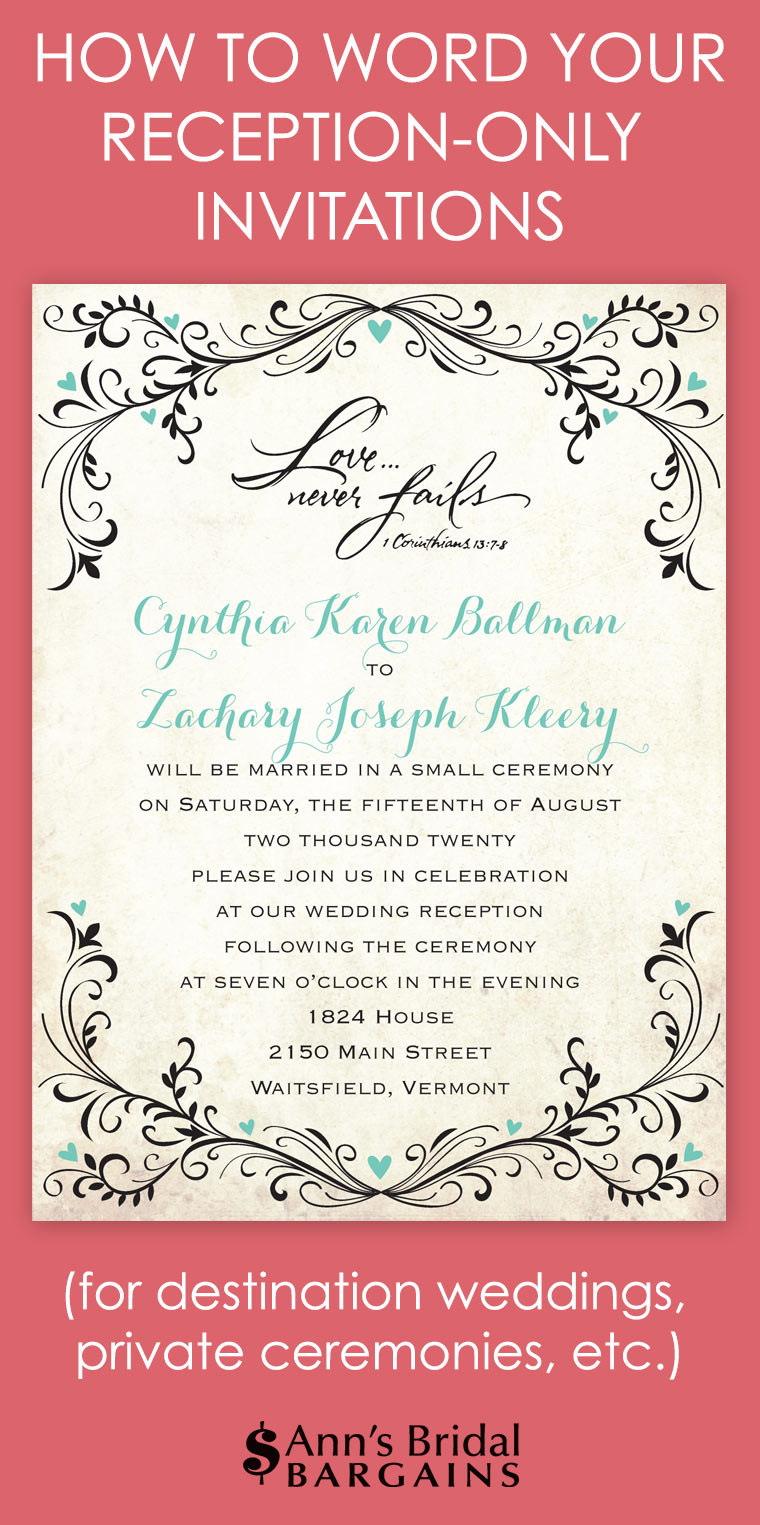 Wedding Reception Invitation Wording
 How To Word Your Reception ly Invitations