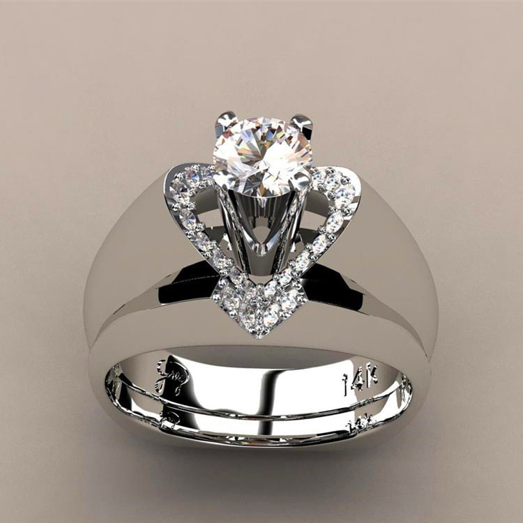 Wedding Ring Brands
 Brand Female Crystal White Wedding Ring Set Luxury 925