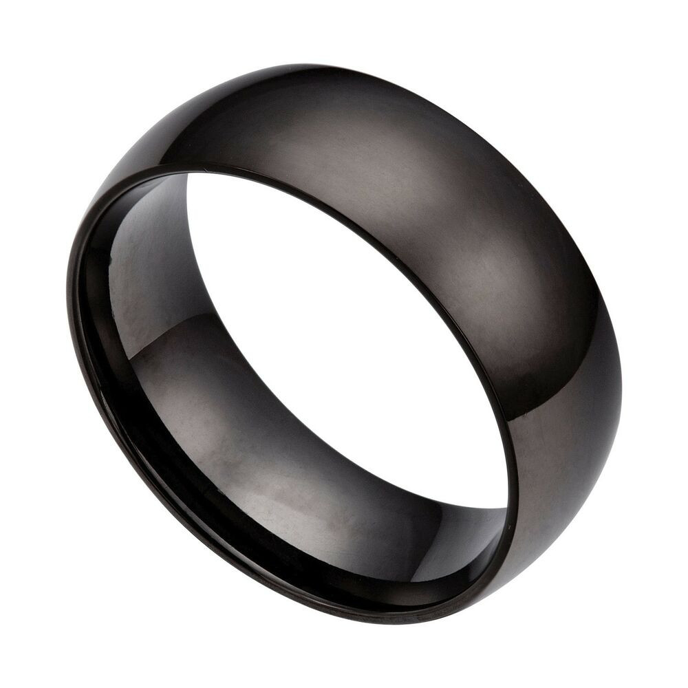 Wedding Ring Metals
 Men s Black 8mm Stainless Steel Wedding Band Ring Size 6 5