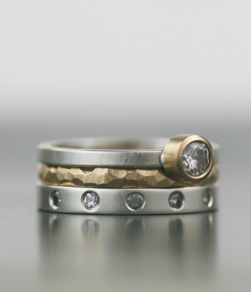 Wedding Ring Metals
 wedding engagement moissanite mixed metal stacking rings