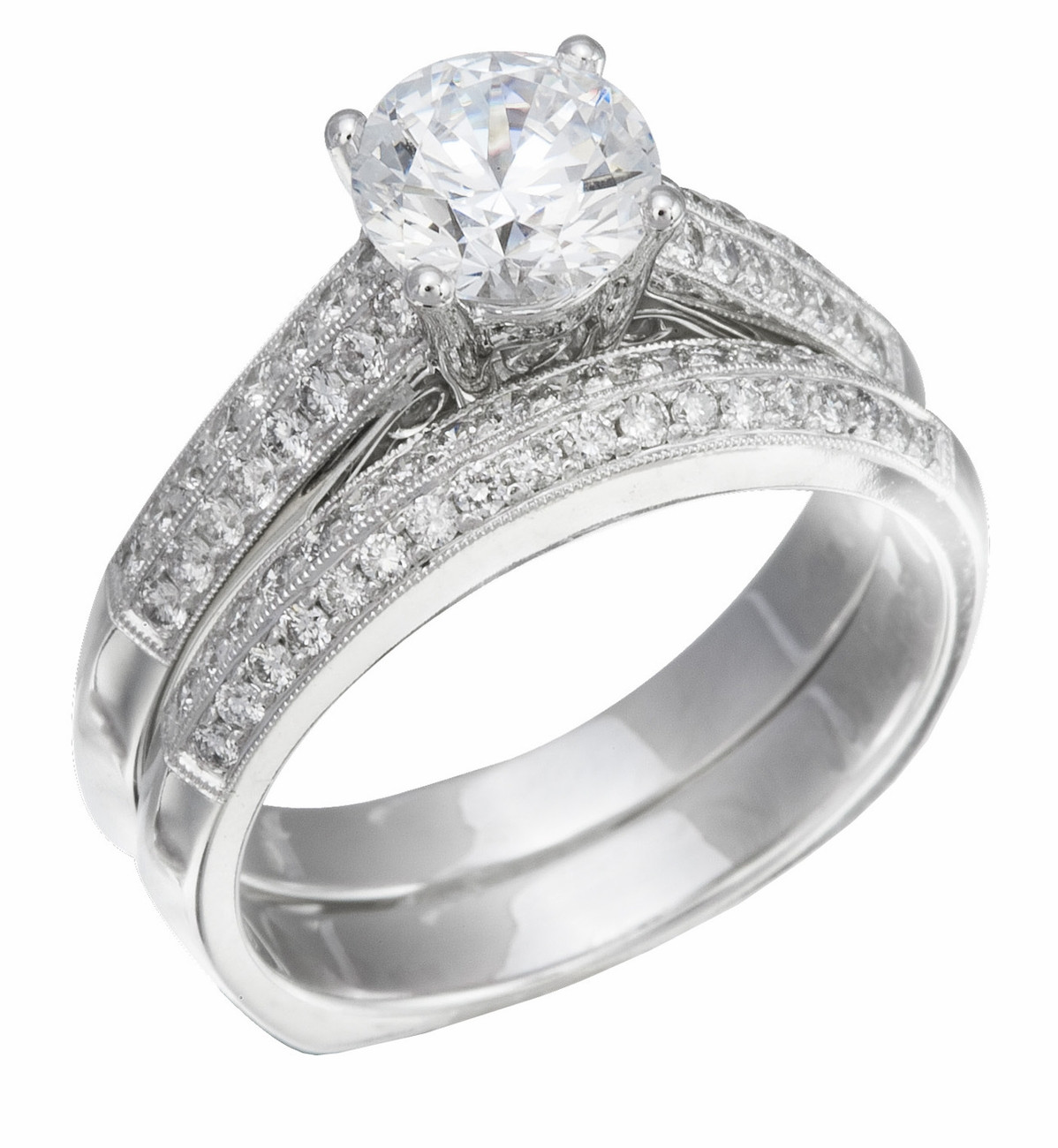 Wedding Ring Set
 Wedding Ring Set White Gold with Diamonds on Ring & Band