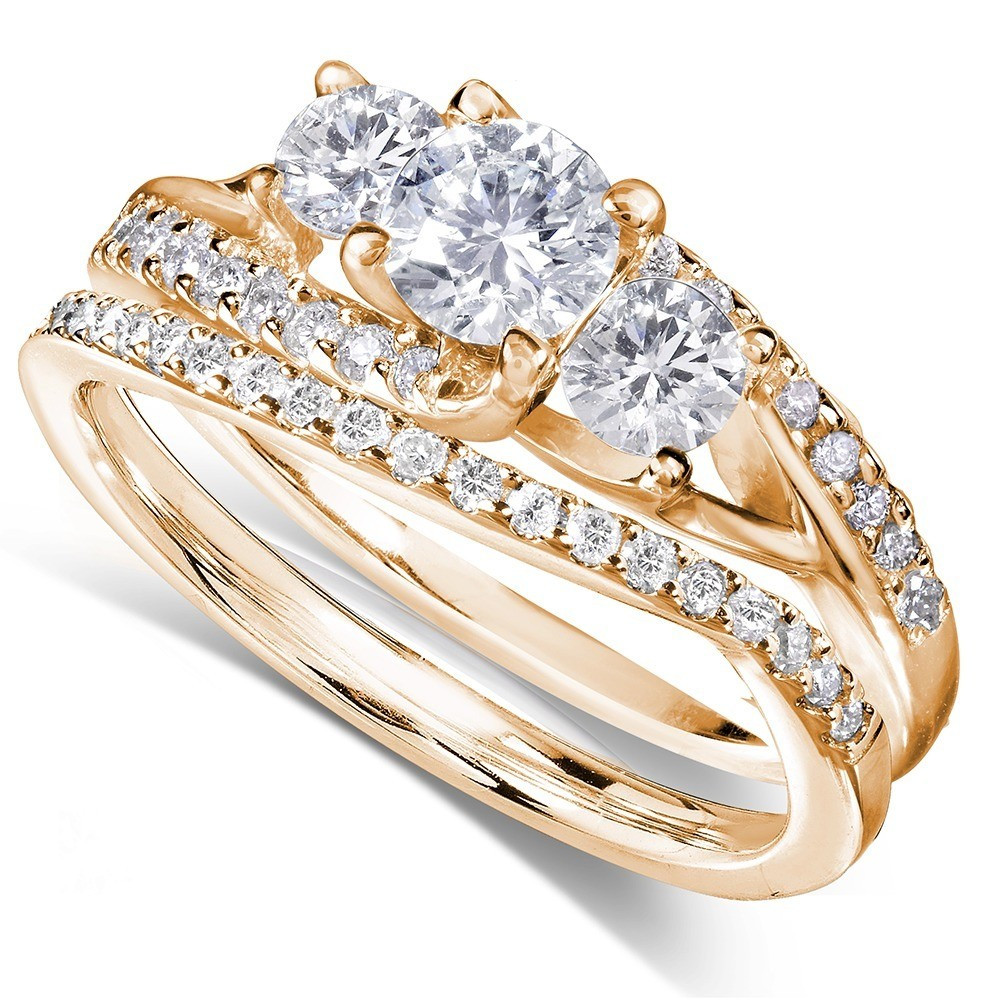 Wedding Ring Set
 GIA Certified 1 Carat Trilogy Round Diamond Wedding Ring