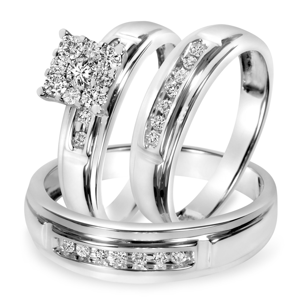 Wedding Ring Set
 1 2 CT T W Diamond Trio Matching Wedding Ring Set 10K