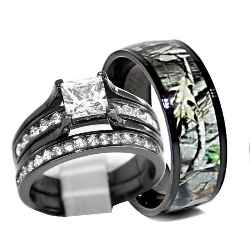 Wedding Ring Sets For Him And Her Cheap
 Camo Wedding Ring Sets For Him And Her
