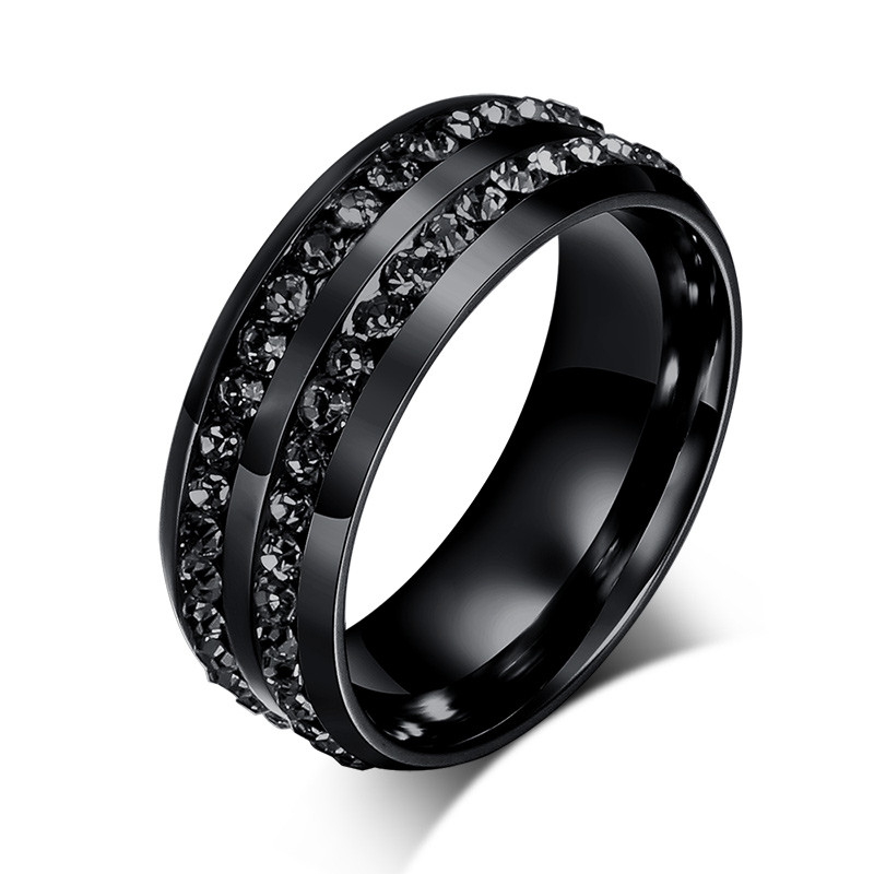 Wedding Rings Black
 New Fashion Men Rings Black Crystyal Rings Stainless Steel