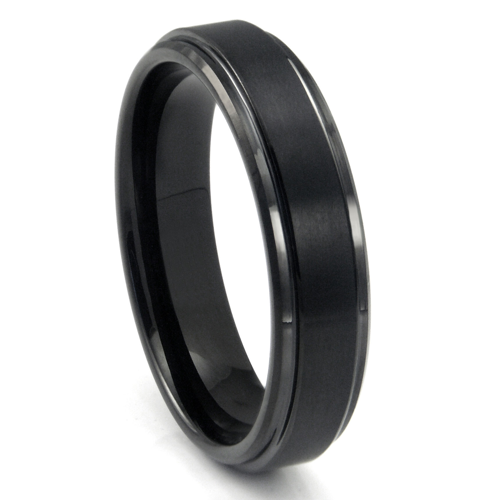 Wedding Rings Black
 Black Tungsten Carbide Wedding Band Ring w Raised Center
