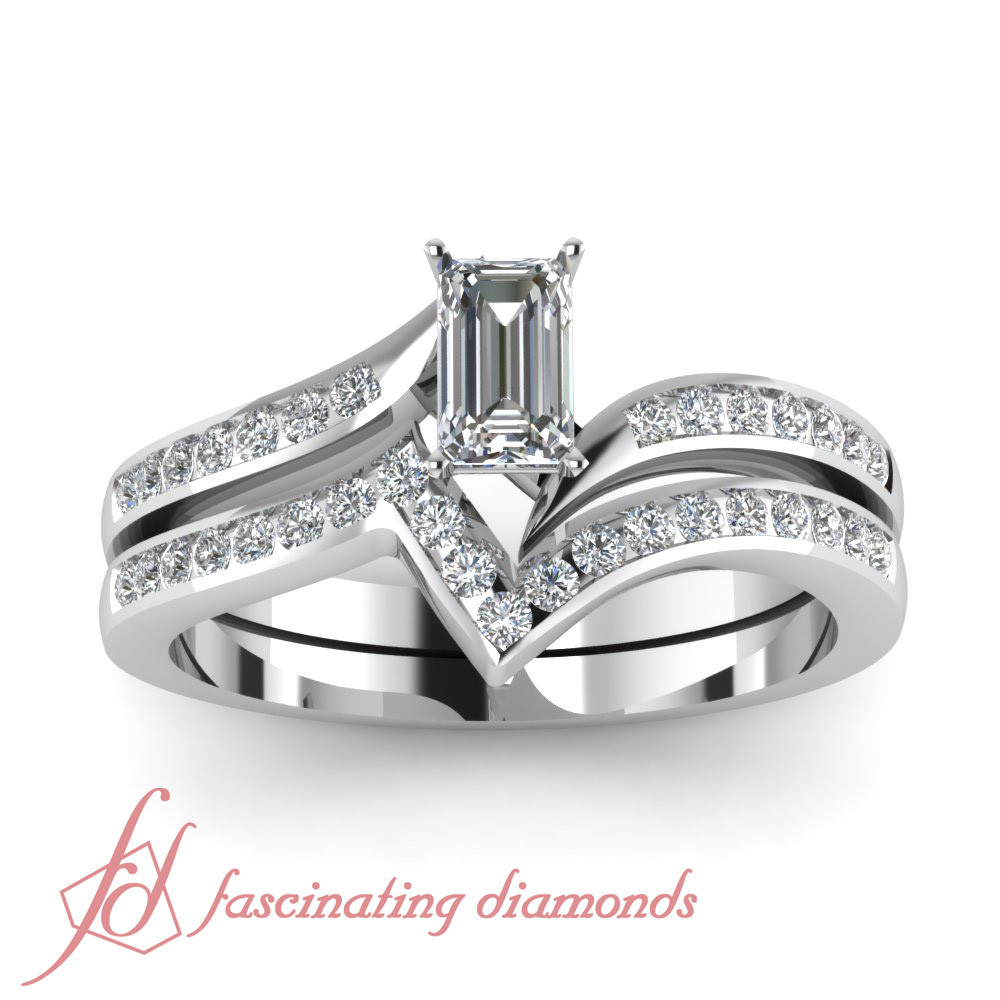 Wedding Rings Cheap
 Emerald Cut 0 65 Ct Diamond Cheap Wedding Rings Set For