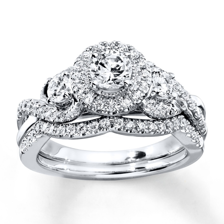 Wedding Rings Kay Jewelers
 Diamond Bridal Set 1 ct tw Round cut 14K White Gold