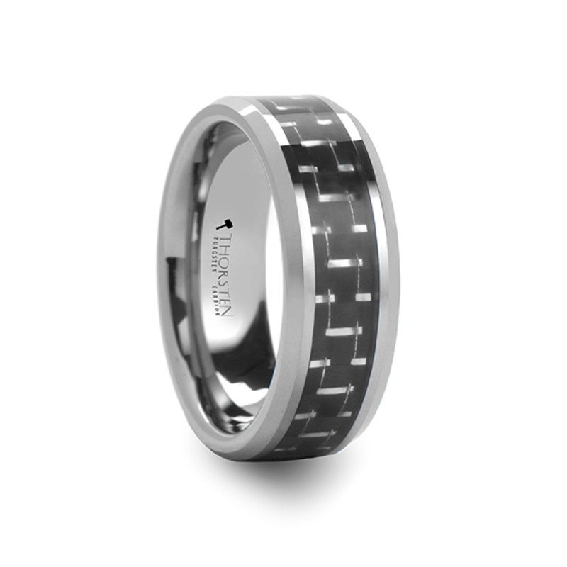 Wedding Rings San Diego
 SAN DIEGO Black and Silver Carbon Fiber Inlaid Tungsten