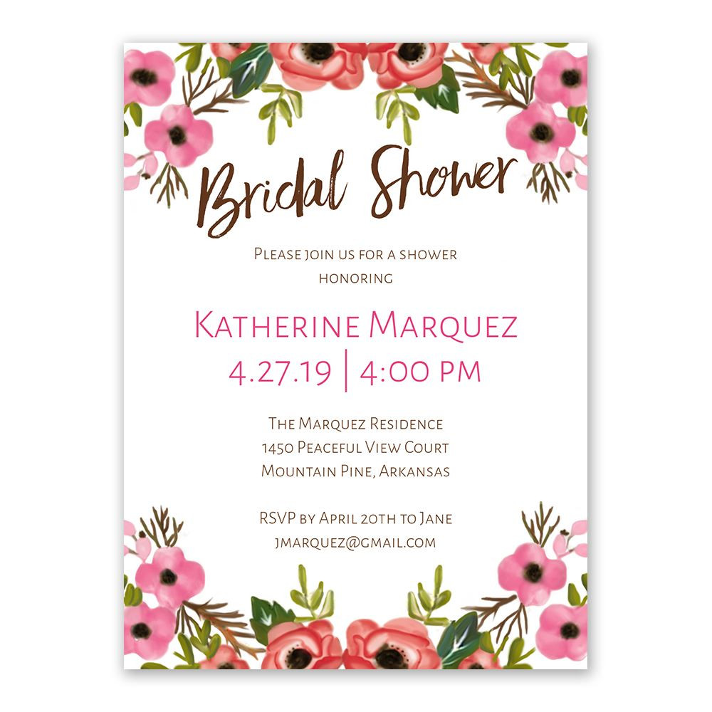 Wedding Shower Invitations Wording
 Blooming Beauty Bridal Shower Invitation