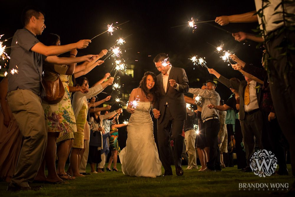 Wedding Sparklers Los Angeles
 Hawaii wedding photos with sparkler exit