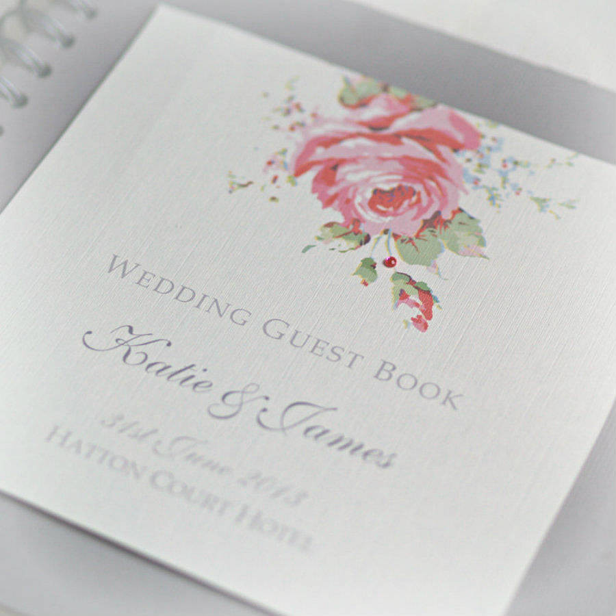 Wedding Stationery Guest Book
 english rose design wedding guestbook by beautiful day