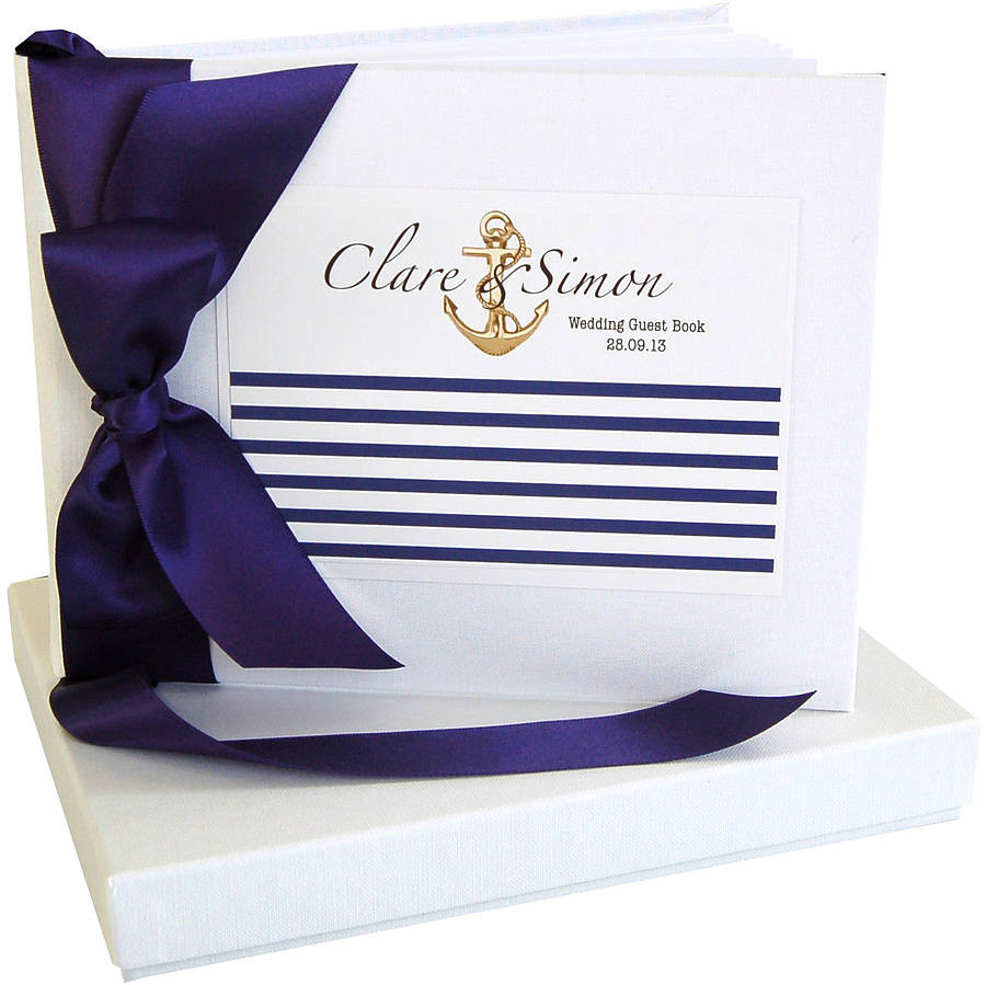 Wedding Stationery Guest Book
 Nautical Stripe Wedding Guest Book By The Luxe Co
