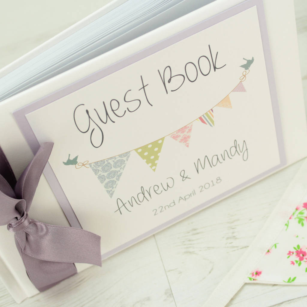 Wedding Stationery Guest Book
 Personalised Bunting Wedding Guest Book By Dreams To