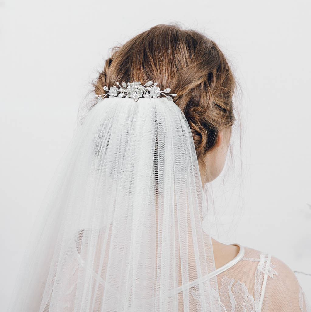 Wedding Veil Combs
 swarovski crystal and pearl wedding veil b lucille by