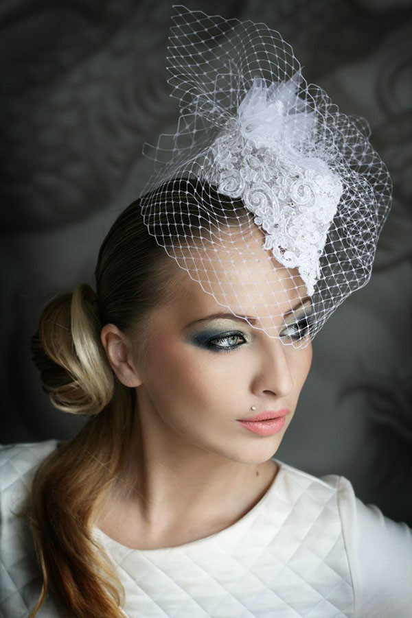 Wedding Veil Hat
 Little white lace hat with a veil