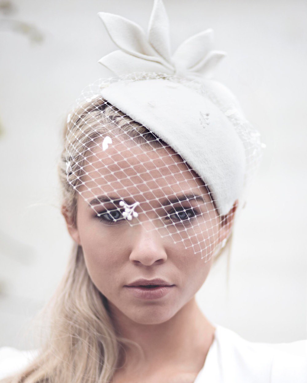 Wedding Veil Hat
 Wedding Veil Bridal Hat Vintage Style Felt Hat f White