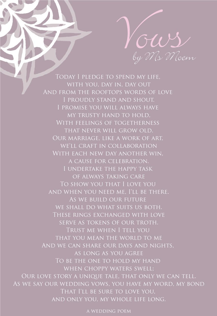 Wedding Vow Poems
 1000 images about Wedding Vows & Quotes on Marriage on