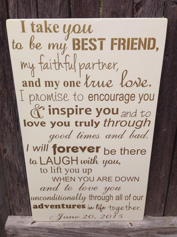Wedding Vows For Him To Her
 First Anniversary Gift for Him Wedding Vows Sign 1st