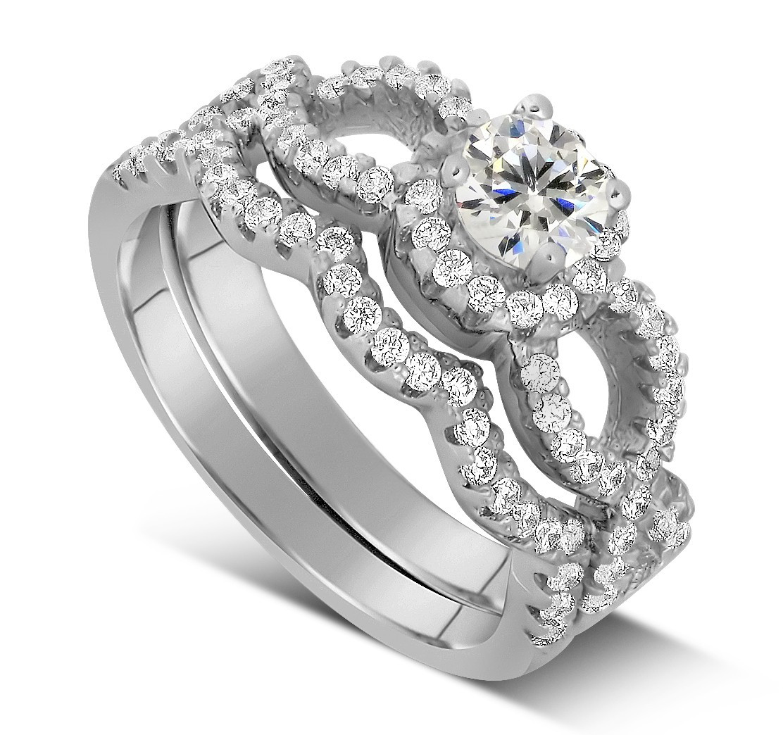 Weddings Rings
 2 Carat Round Infinity Wedding Ring Set in White Gold