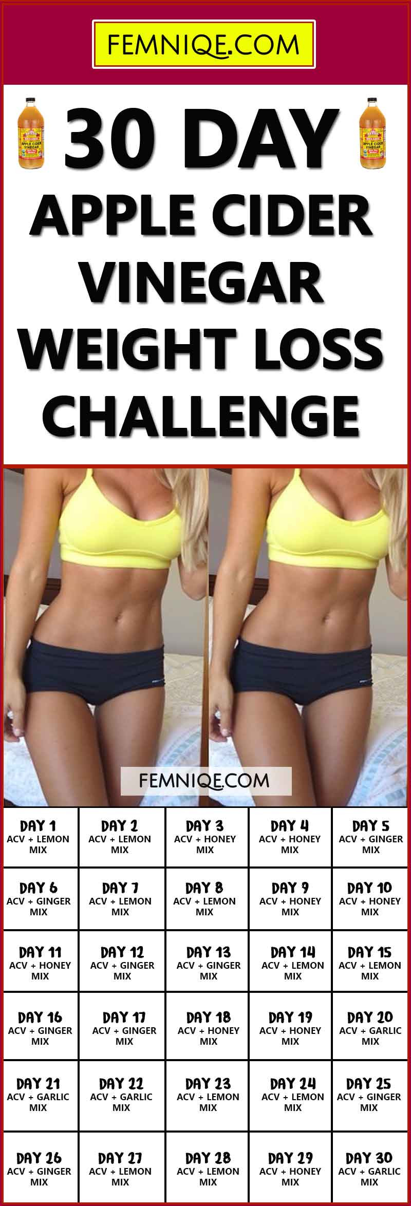 Weight Loss With Apple Cider Vinegar
 30 Day Apple Cider Vinegar Weight Loss Challenge Femniqe