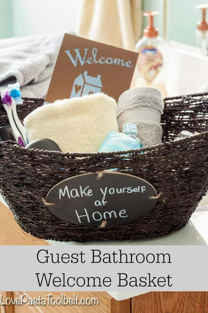Welcome Home Gift Basket Ideas
 Guest Bathroom Wel e Basket Love Pasta and a Tool Belt