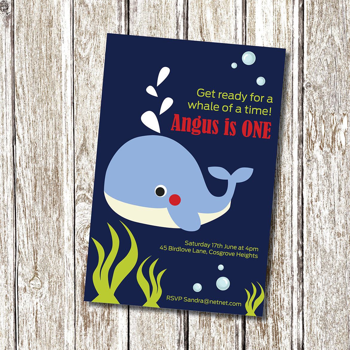 Whale Birthday Invitations
 Whale Birthday Invitation Printable and Personalised