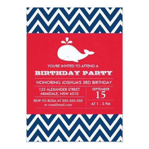 Whale Birthday Invitations
 Whale theme birthday boy party invitation