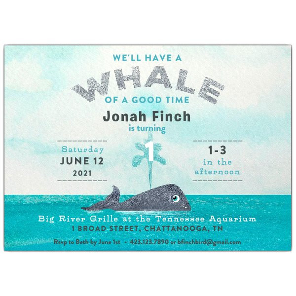 Whale Birthday Invitations
 Whale A Time First Birthday Invitations