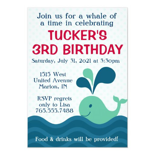 Whale Birthday Invitations
 Boy s Whale Birthday Party Invitation