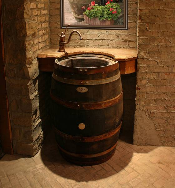 Whiskey Barrel Bathroom Vanity
 To da loos Wine barrel sink vanities Turning wine into water