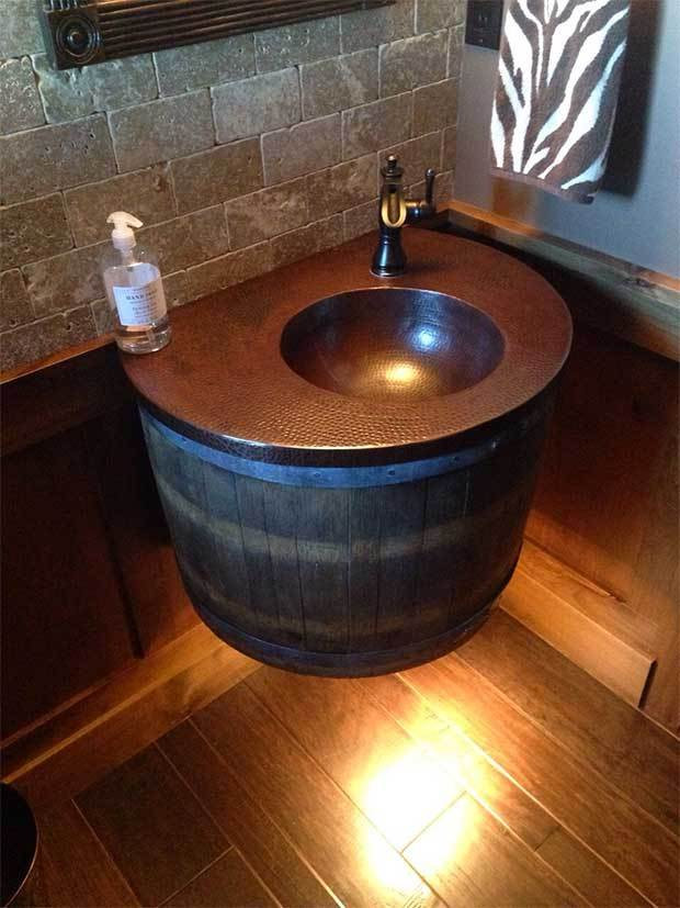 Whiskey Barrel Bathroom Vanity
 10 Reclaimed Wine Whiskey Barrel Vanities Real Country
