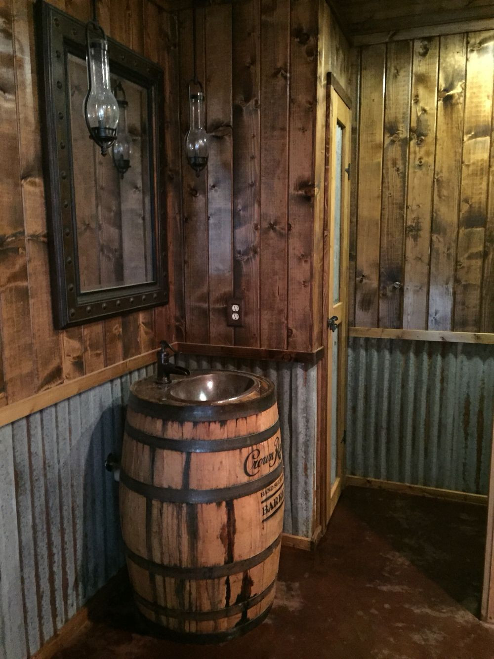 Whiskey Barrel Bathroom Vanity
 Rustic bathroom Whiskey barrel vanity Whiskey barrel