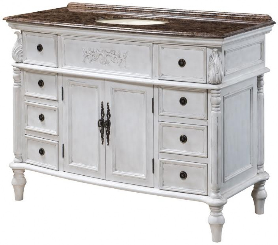 White 48 Inch Bathroom Vanities
 48 Inch Furniture Style Bath Vanity in Distressed White