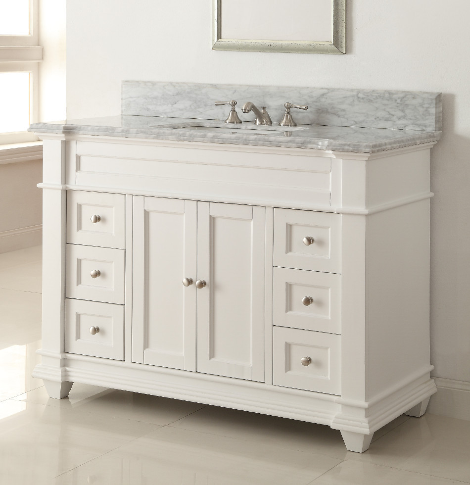 White 48 Inch Bathroom Vanities
 48 inch White Shaker Bathroom Vanity Cottage Beach Style