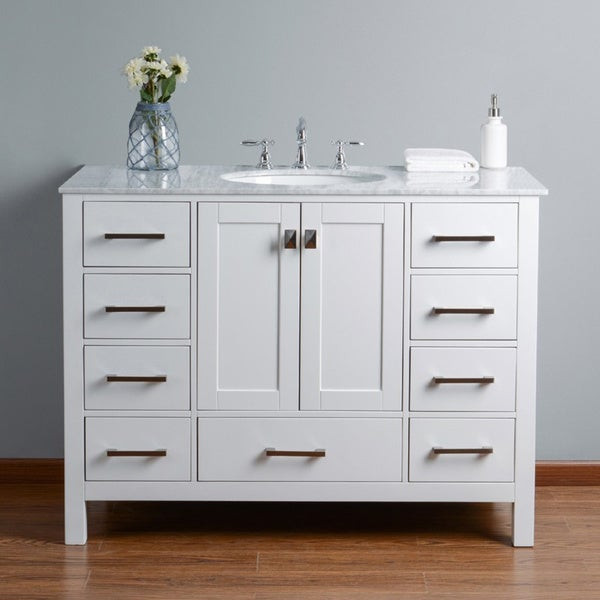 White 48 Inch Bathroom Vanities
 Shop Malibu Pure White Single Sink 48 inch Bathroom Vanity