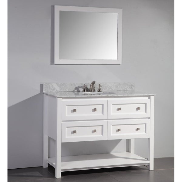 White 48 Inch Bathroom Vanities
 Shop Marble Top 48 inch Single Sink White Bathroom Vanity