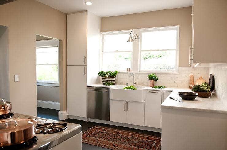 White And Beige Kitchen
 White and Beige Kitchen with Copper Accents Transitional